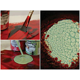 Pebeo Fantasy Prisme Paints - Split picture showing application and result of Prisme paints