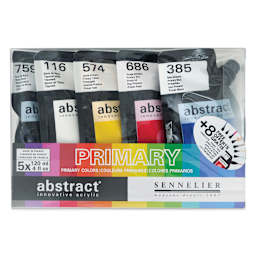 Sennelier Abstract Acrylic - Primary, Set of 5 with Tips (front of package)