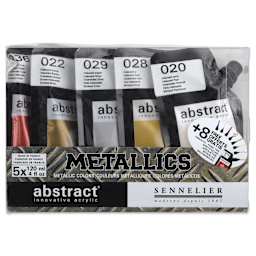 Sennelier Abstract Acrylic - Metallic, Set of 5 with Tips (front of package)