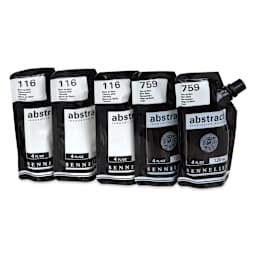 Sennelier Abstract Acrylic - Black and White, Set of 5 tips not shown