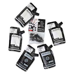 Sennelier Abstract Acrylic - Black and White, Set of 5 with Tips