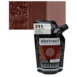 Sennelier Abstract Acrylic - Burnt Sienna, 120 ml pouch and swatch