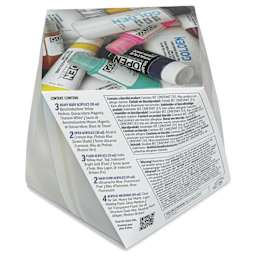 Back of package for Golden Acrylics Explorer 14 Set