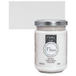 Fleur Chalky Look Paint - Titanium White, 4.4 oz jar and swatch