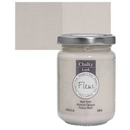 Fleur Chalky Look Paint - Grey White, 4.4 oz jar and swatch