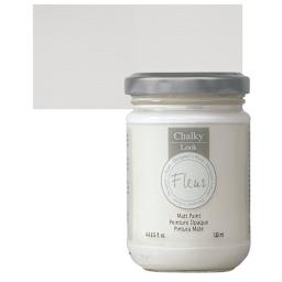 Fleur Chalky Look Paint - Chalk White, 4.4 oz jar and swatch