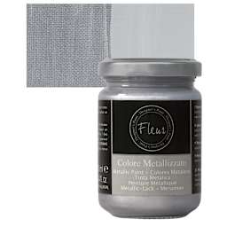 Fleur Chalky Look Paint - Aston Silver (Metallic), 4.4 oz jar and swatch