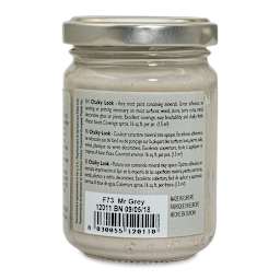 Fleur Chalky Look Paint - Mr. Grey, 4.4 oz jar side view