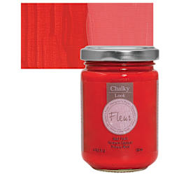 Fleur Chalky Look Paint - Tomato Red, 4.4 oz jar and swatch