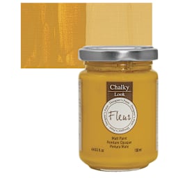 Fleur Chalky Look Paint - Yellow Ochre, 4.4 oz jar and swatch