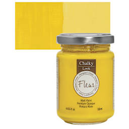 Fleur Chalky Look Paint - Primary Yellow, 4.4 oz jar and swatch