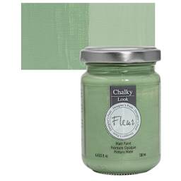 Fleur Chalky Look Paint - Welcome Green, 4.4 oz jar and swatch