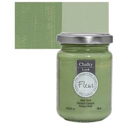 Fleur Chalky Look Paint - Grandma Green, 4.4 oz jar and swatch