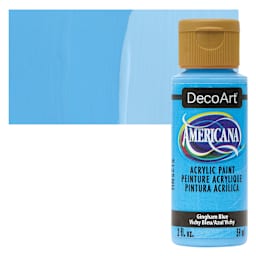 DecoArt Americana Acrylic Paint - Gingham Blue, 2 oz bottle and swatch
