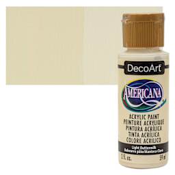 DecoArt Americana Acrylic Paint - Light Buttermilk, 2 oz bottle and swatch
