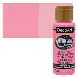 DecoArt Americana Acrylic Paint - Bubblegum Pink, 2 oz bottle and swatch
