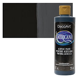 DecoArt Americana Acrylic Paint - Lamp (Ebony) Black, 8 oz bottle and swatch
