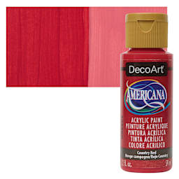 DecoArt Americana Acrylic Paint - Country Red, 2 oz bottle and swatch