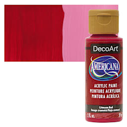 DecoArt Americana Acrylic Paint - Crimson Red, 2 oz bottle and swatch