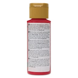 Back of DecoArt Americana Acrylic Paint - Berry Red, 2 oz bottle