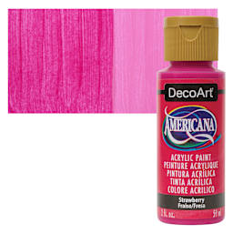 DecoArt Americana Acrylic Paint - Strawberry, 2 oz bottle and swatch
