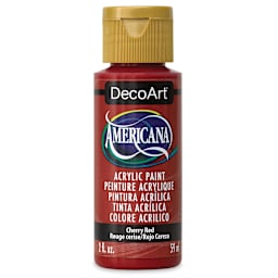 DecoArt Americana Acrylic Paint - Cherry Red, 2 oz (Front of bottle)