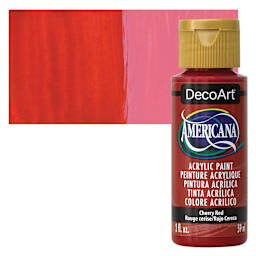 DecoArt Americana Acrylic Paint - Cherry Red, 2 oz bottle and swatch