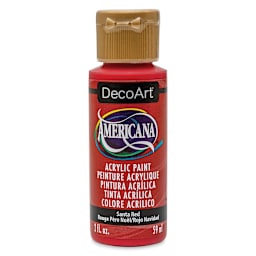 DecoArt Americana Acrylic Paint - Santa Red, 2 oz (Front of bottle)