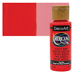 DecoArt Americana Acrylic Paint - True Red, 2 oz bottle and swatch