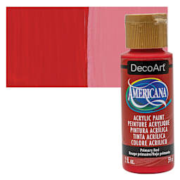 DecoArt Americana Acrylic Paint - Primary Red, 2 oz bottle and swatch