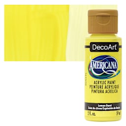 DecoArt Americana Acrylic Paint - Lemon Burst, 2 oz bottle and swatch