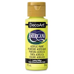 DecoArt Americana Acrylic Paint - Lemon Yellow, 2 oz (Front of bottle)