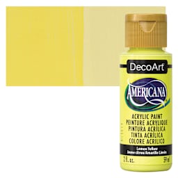 DecoArt Americana Acrylic Paint - Lemon Yellow, 2 oz bottle and swatch