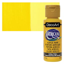 DecoArt Americana Acrylic Paint - Golden Yellow, 2 oz bottle and swatch
