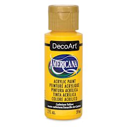 DecoArt Americana Acrylic Paint - Cadmium Yellow Hue (Transparent), 2 oz (Front of bottle)