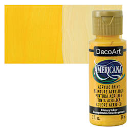 DecoArt Americana Acrylic Paint - Primary Yellow, 2 oz bottle and swatch