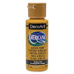 DecoArt Americana Acrylic Paint - Antique Gold, 2 oz (Front of bottle)