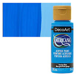 DecoArt Americana Acrylic Paint - Grecian Blue, 2 oz bottle and swatch