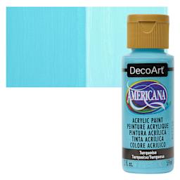 DecoArt Americana Acrylic Paint - Turquoise Blue, 2 oz bottle and swatch