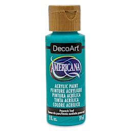 DecoArt Americana Acrylic Paint - Peacock Teal, 2 oz (Front of bottle)