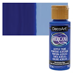 DecoArt Americana Acrylic Paint - Ultramarine Blue (Transparent), 2 oz bottle and swatch