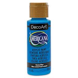 DecoArt Americana Acrylic Paint - Ocean Blue, 2 oz (Front of bottle)