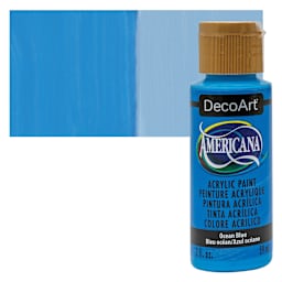 DecoArt Americana Acrylic Paint - Ocean Blue, 2 oz bottle and swatch
