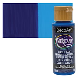 DecoArt Americana Acrylic Paint - Ultramarine Blue Deep (Transparent), 2 oz bottle and swatch