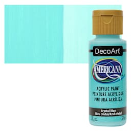 DecoArt Americana Acrylic Paint - Crystal Blue, 2 oz bottle and swatch