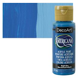 DecoArt Americana Acrylic Paint - Bright Blue, 2 oz bottle and swatch
