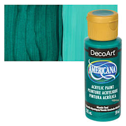 DecoArt Americana Acrylic Paint - Mystic Teal, 2 oz bottle and swatch