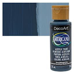 DecoArt Americana Acrylic Paint - Deep Midnight Blue, 2 oz bottle and swatch
