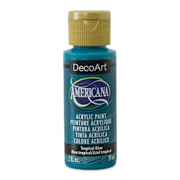 DecoArt Americana Acrylic Paint - Tropical Blue, 2 oz (Front of bottle)
