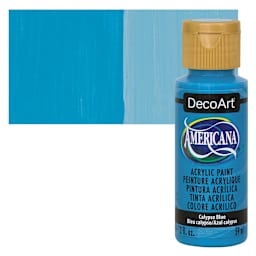 DecoArt Americana Acrylic Paint - Calypso Blue, 2 oz bottle and swatch